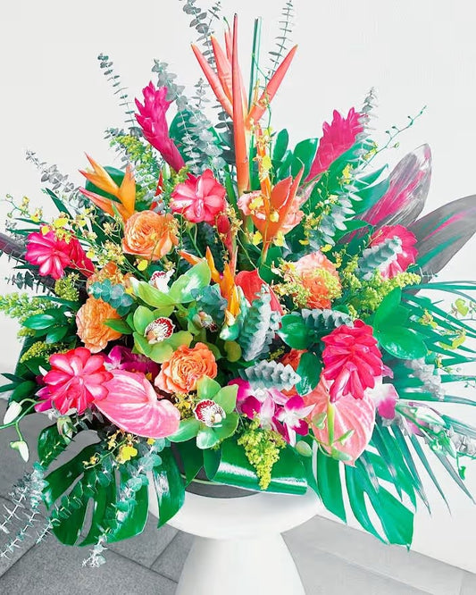 Morocco floral box arrangement with vibrant roses and exotic blooms by Zelenaflora in Los Angeles
