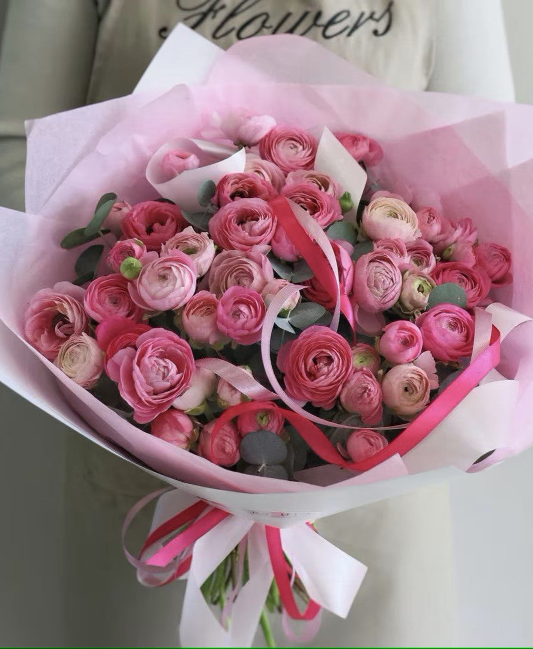 Spring Kiss bouquet with blush roses, lisianthus, and fresh spring greenery by Zelenaflora in Los Angeles