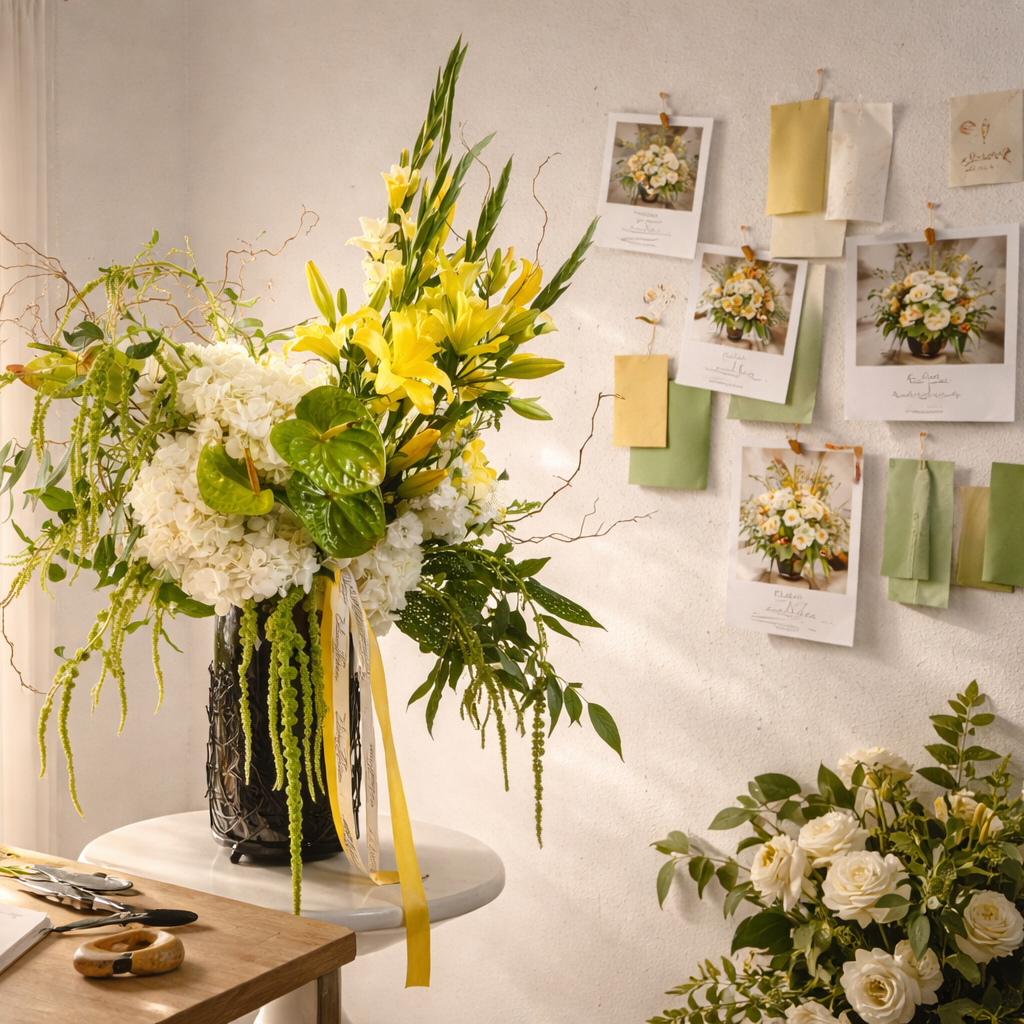 Named Stories by Zelenaflora — personalized floral arrangement in a vase
