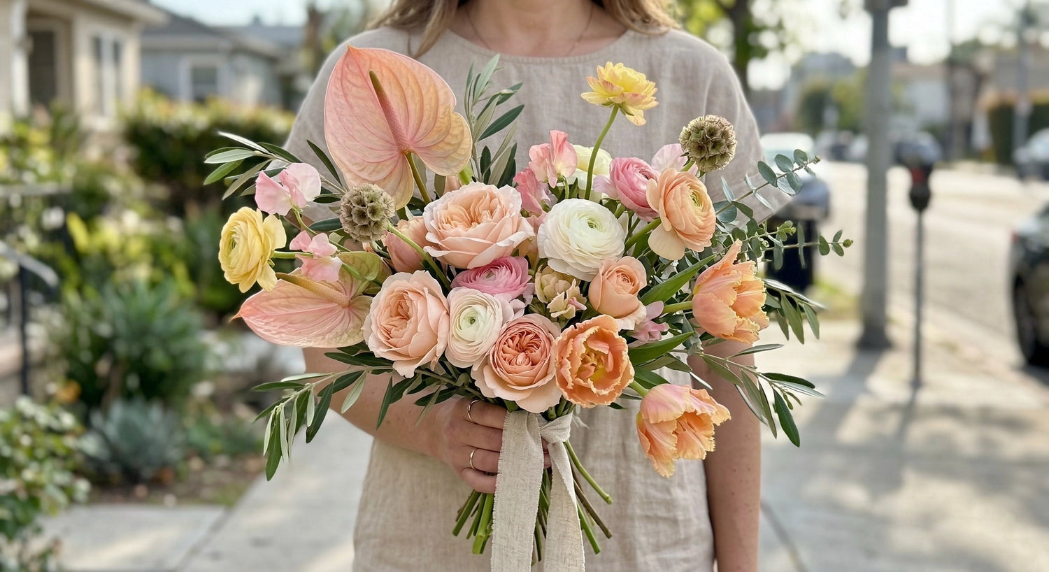 A stylish Mother’s Day bouquet recipe in Los Angeles inspired by seasonal spring flowers and modern California floral design