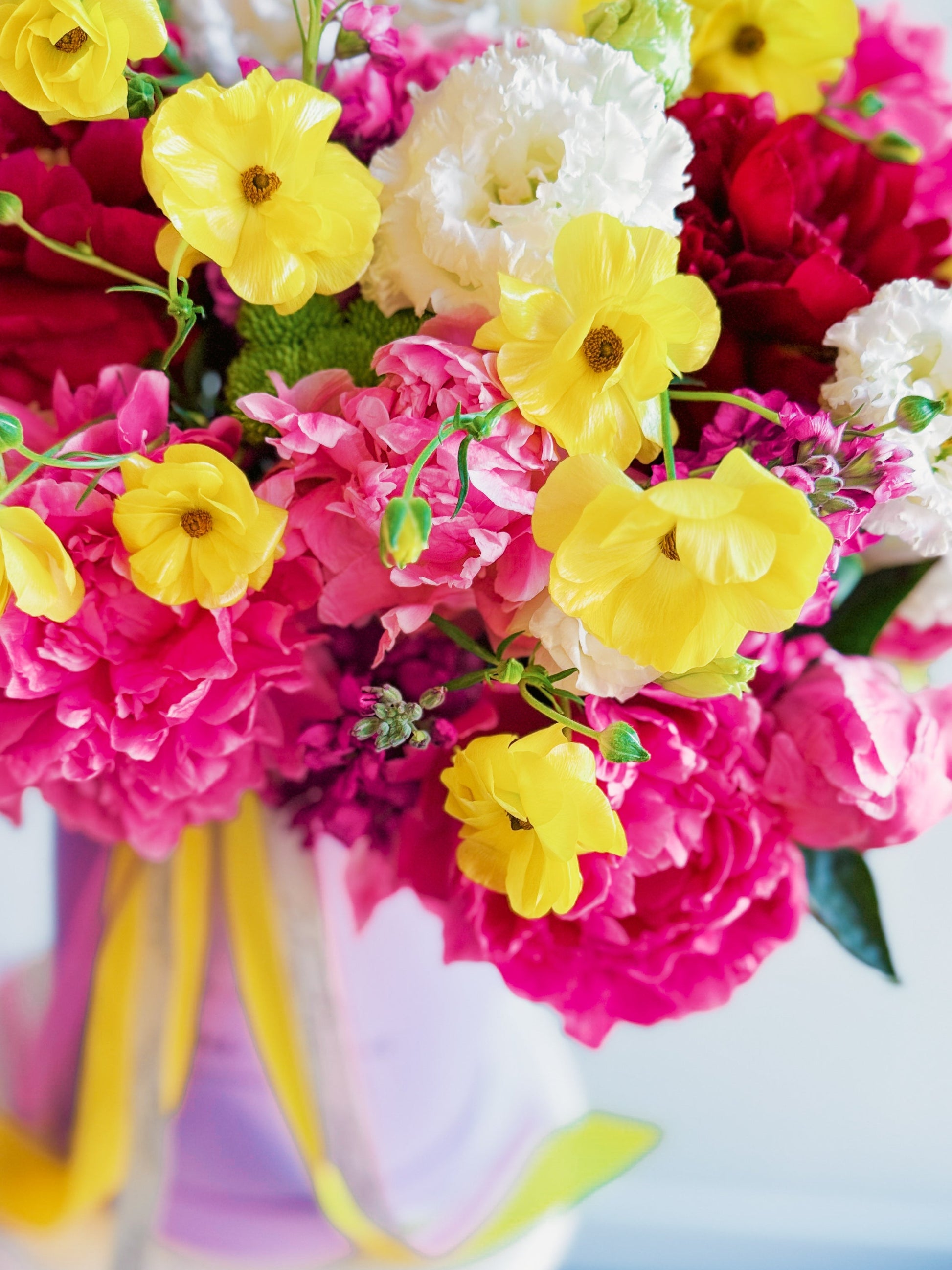 Mood Marvelous 3:4 floral box photo with peonies and ranunculus | Zelena Flora | Los Angeles